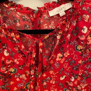 Loft long sleeved skater dress with flounce